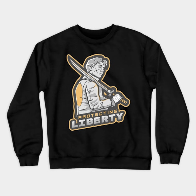 The Man With A Japanese Sword Crewneck Sweatshirt by Mega Tee Store